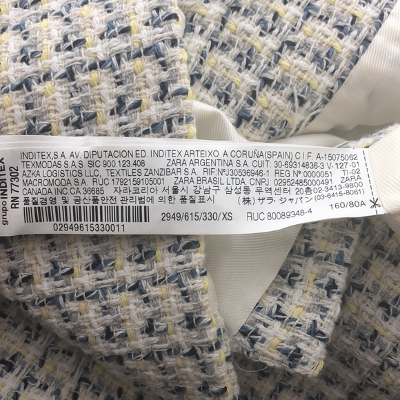 Zara Basics Cream Tweed Style Blazer Flower Button - Picture 8 of 9